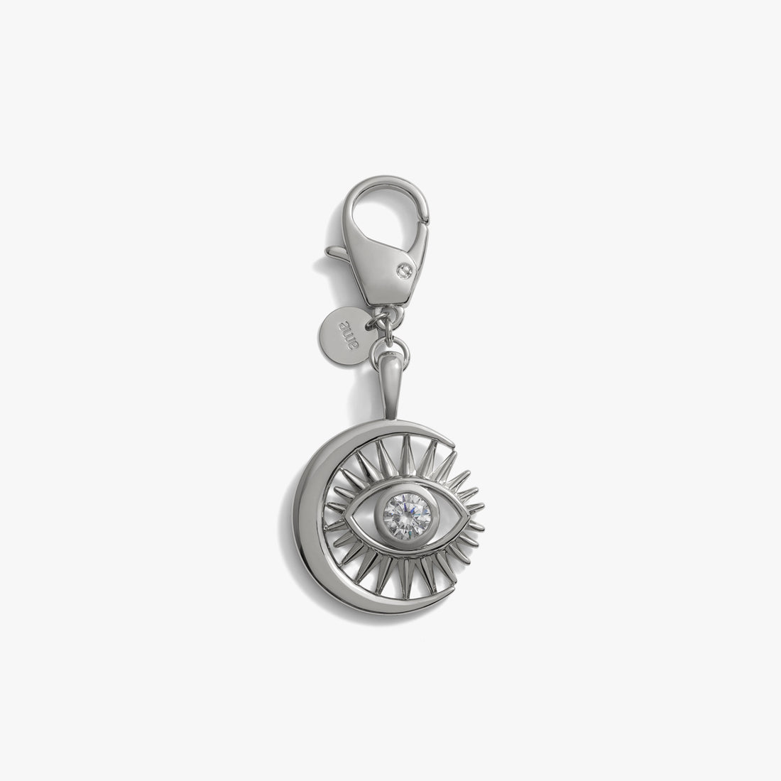 Awe Inspired Ritual Brass/Rhodium Watchful Moon Eye Bag Charm