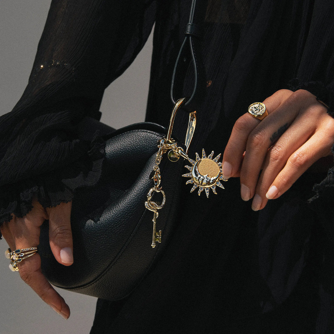 Awe Inspired Ritual Goods Keychain- Sun & Moon Amulet