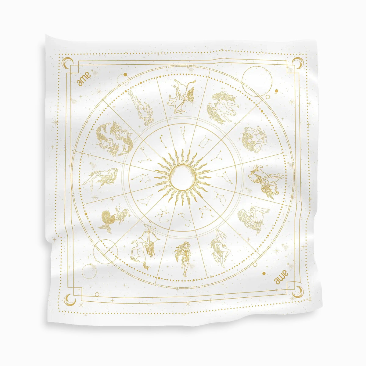 Awe Inspired Ritual White/Gold Silk Astrology Scarf
