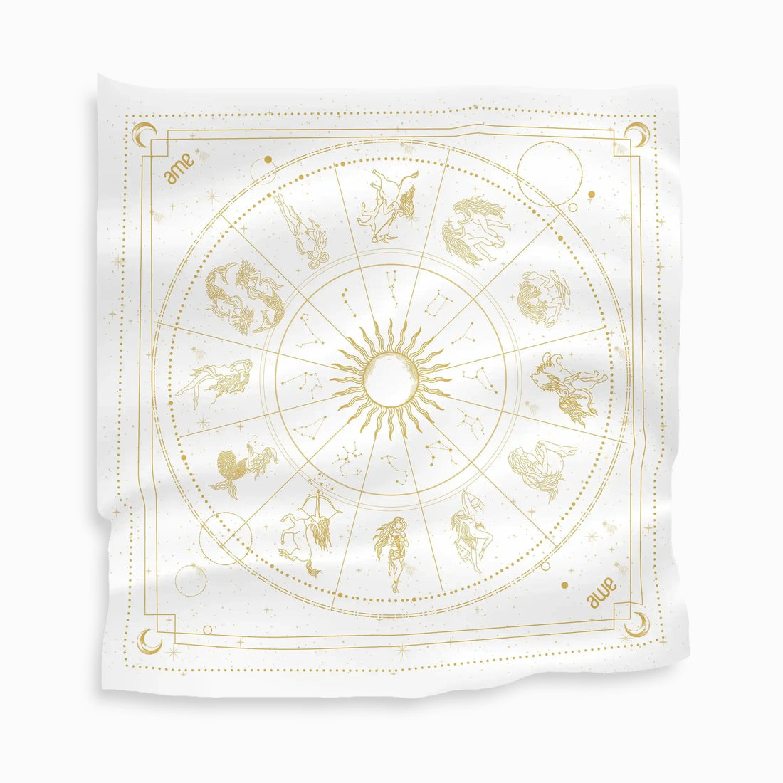 Awe Inspired Ritual White/Gold Silk Astrology Scarf