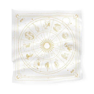 Awe Inspired RITUAL White/Gold Silk Astrology Scarf