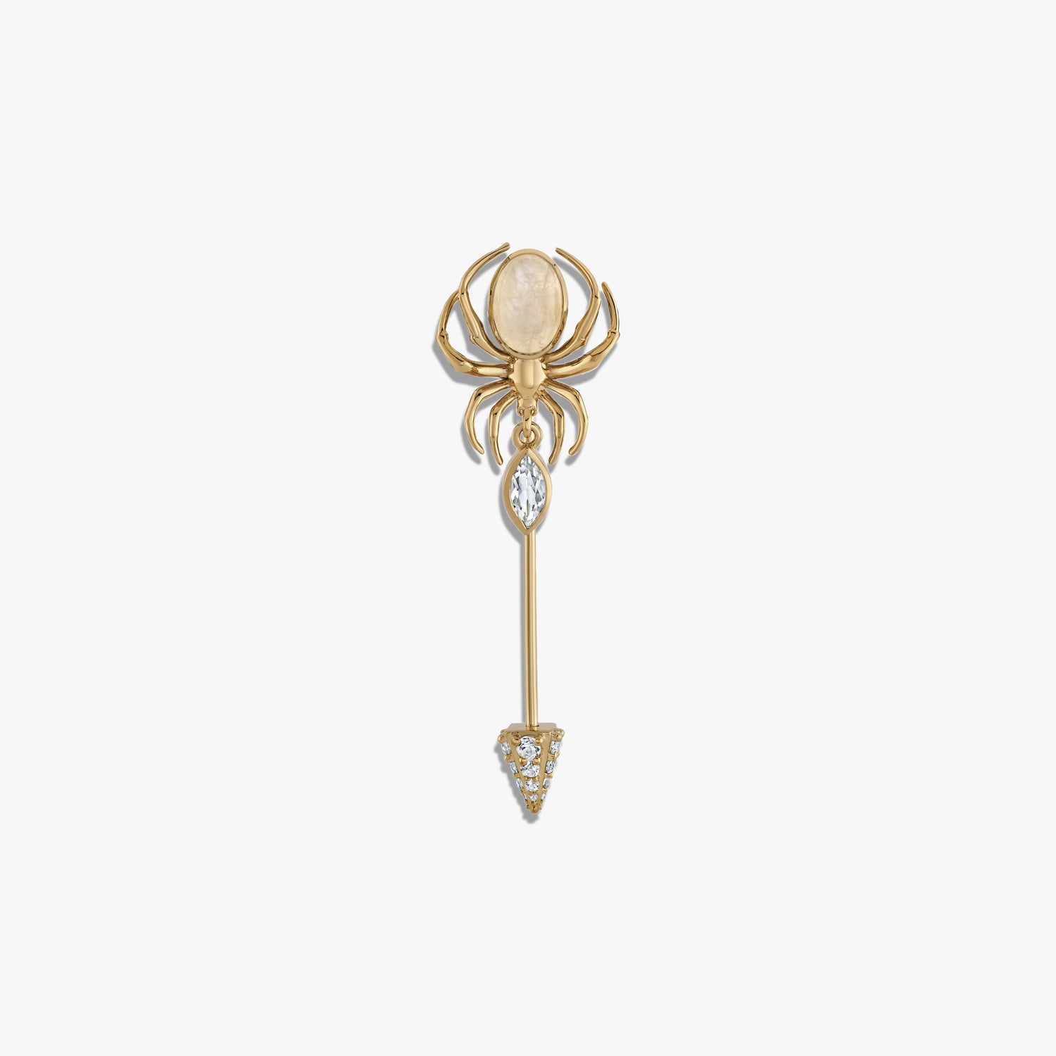 Awe Inspired Tools 14K Yellow Gold Vermeil Moonstone Spider Brooch