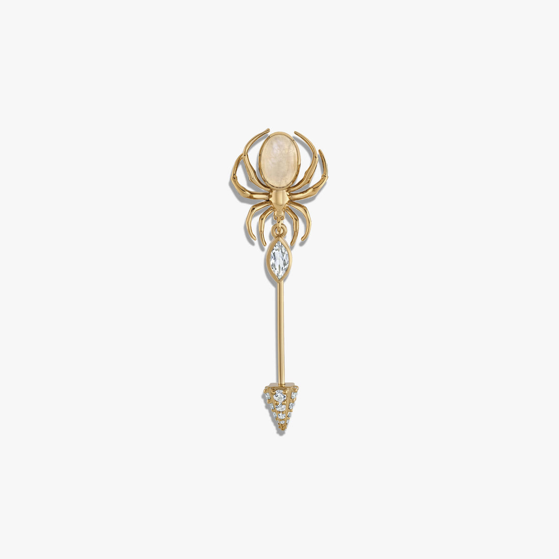 Awe Inspired Tools 14K Yellow Gold Vermeil Moonstone Spider Brooch