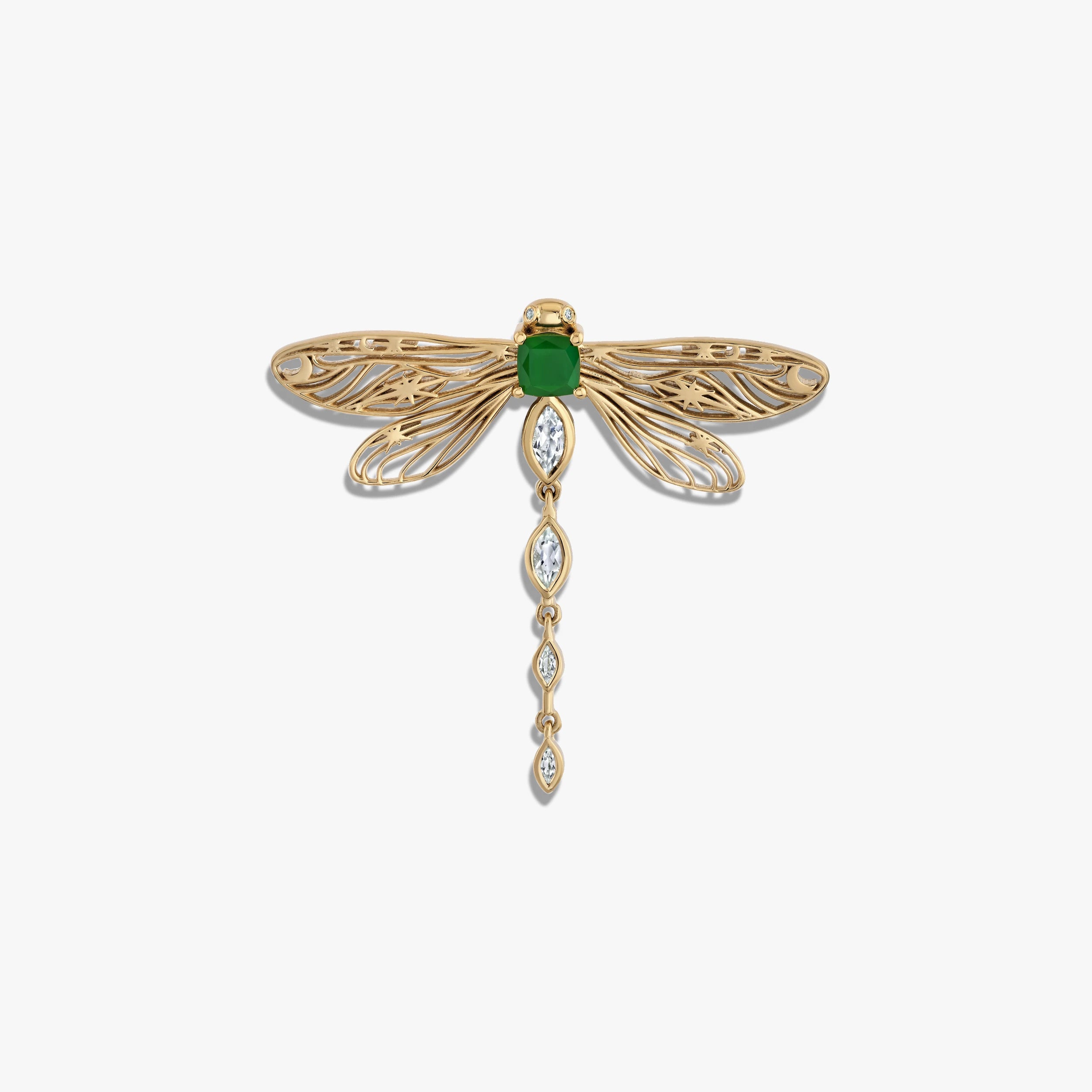 Awe Inspired Tools 14K Yellow Gold Vermeil Secret Forest Dragonfly Brooch
