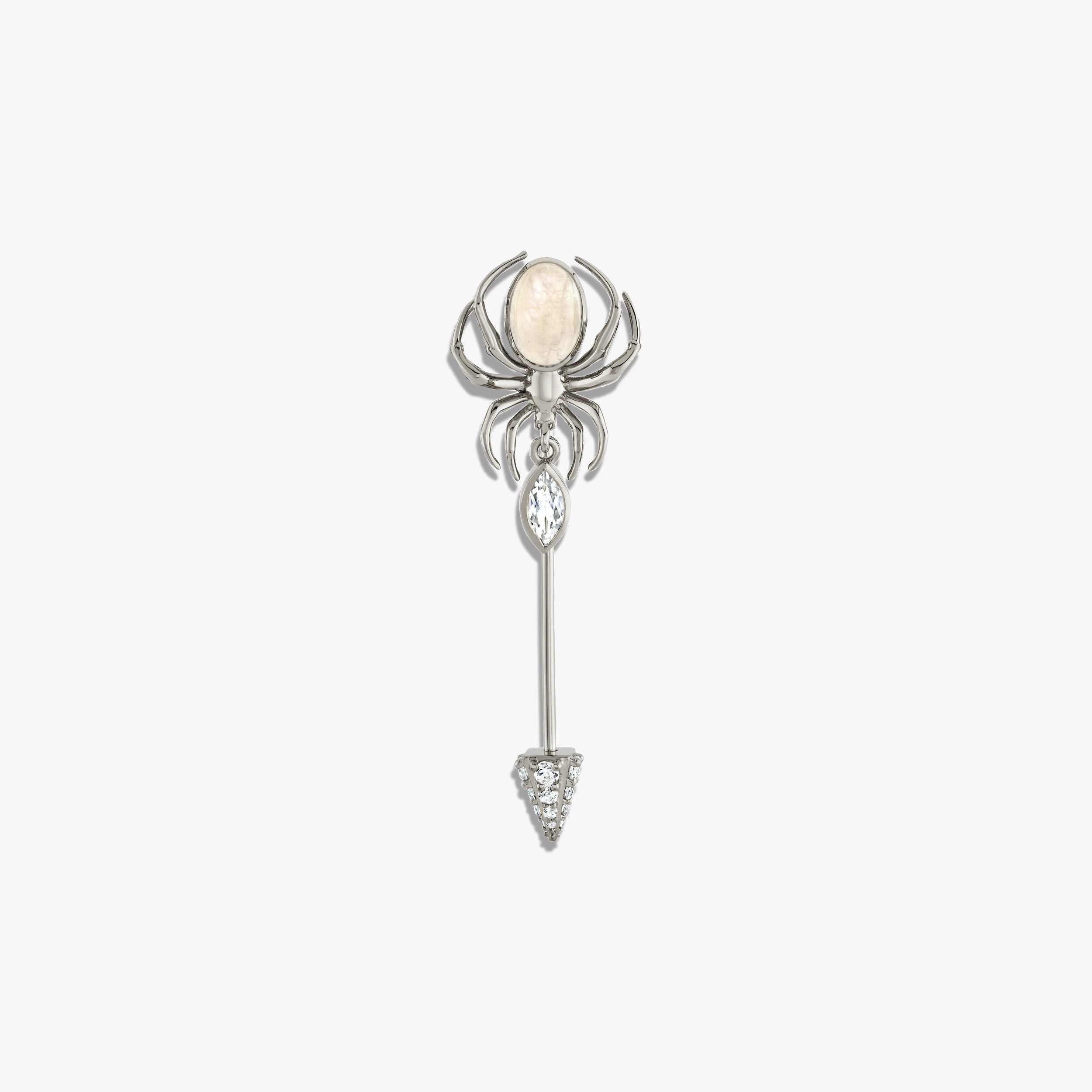 Awe Inspired Tools Sterling Silver Moonstone Spider Brooch