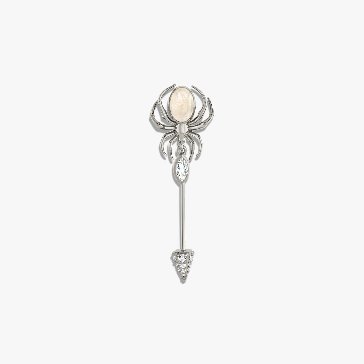 Awe Inspired Tools Sterling Silver Moonstone Spider Brooch