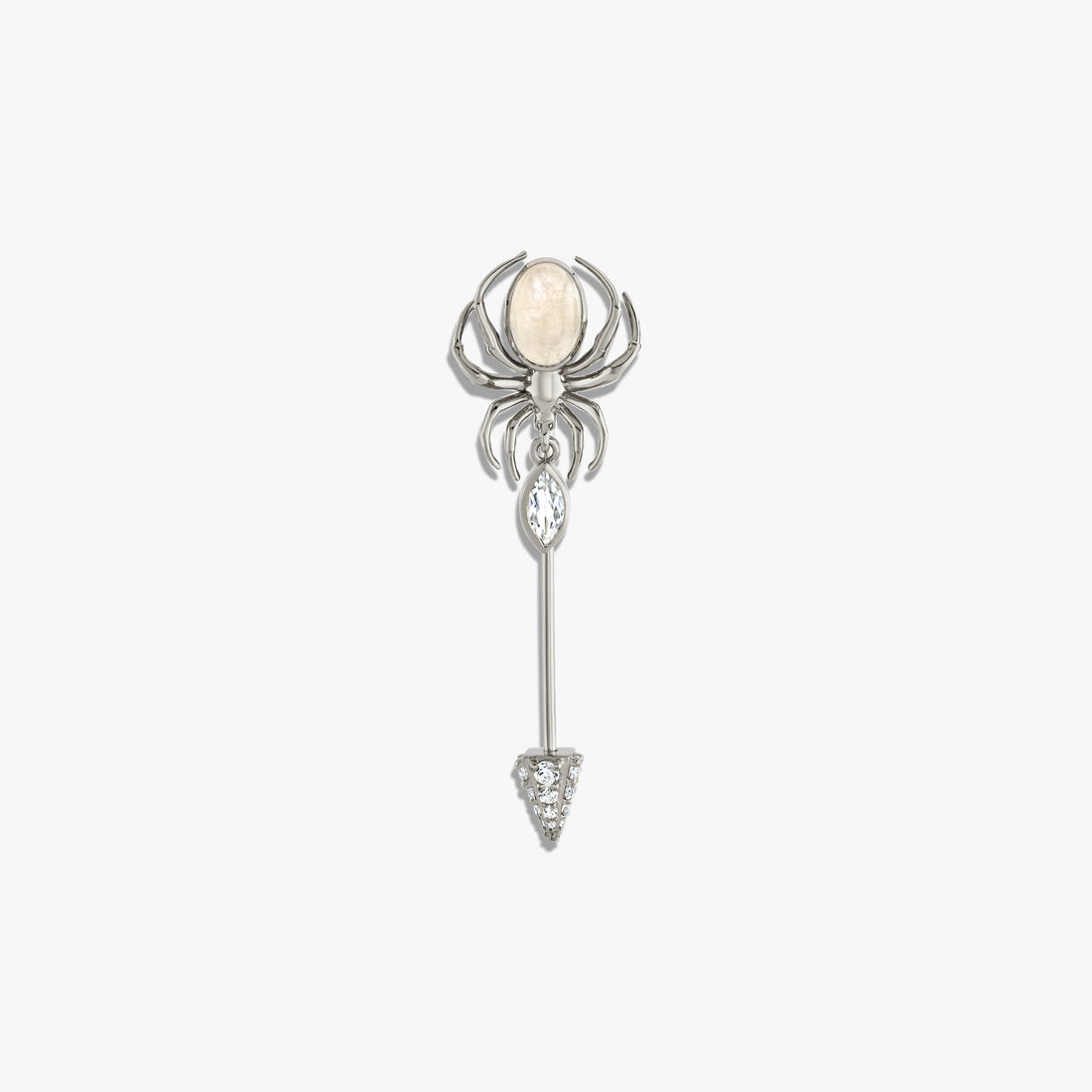 Awe Inspired Tools Sterling Silver Moonstone Spider Brooch