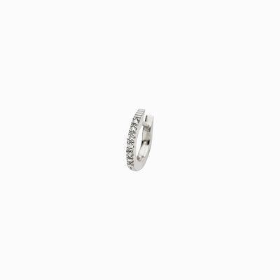 Awe Inspired Vault Sterling Silver / Single Small Diamond Huggie Earring