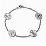A Greek Goddess Bracelet with four coins on it.