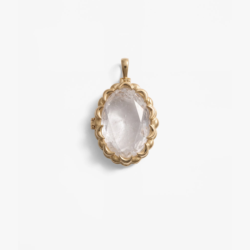 Awe Inspired Pendants Clear Quartz / 14K Gold Vermeil Oracle Locket