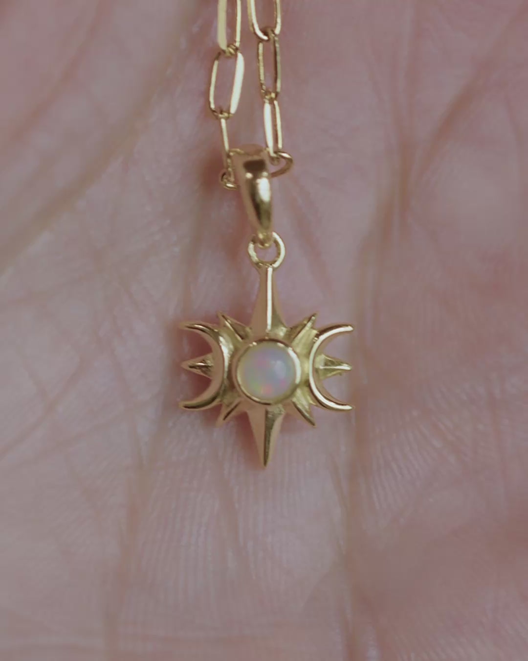 Awe Inspired  Necklaces Opal Triple Moon Necklace