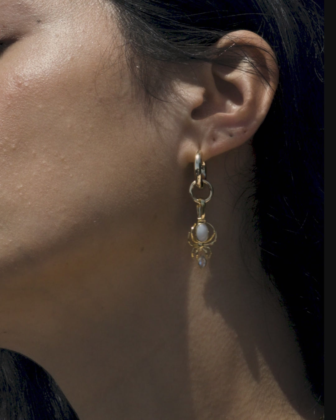 Moonstone Insects Charm Earrings
