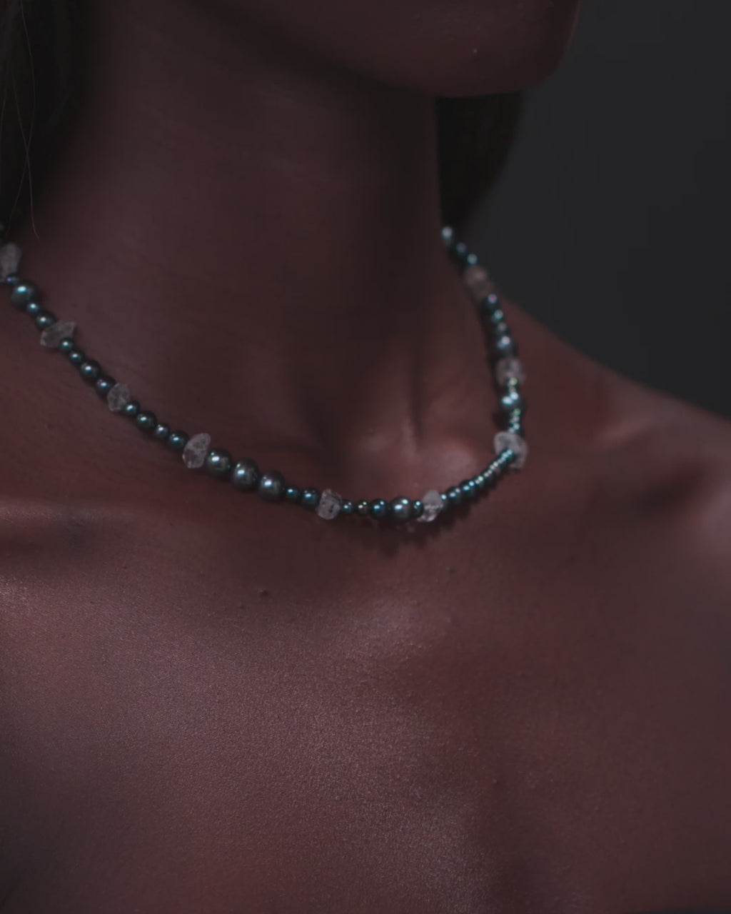 Pearl & Raw Crystal Necklace