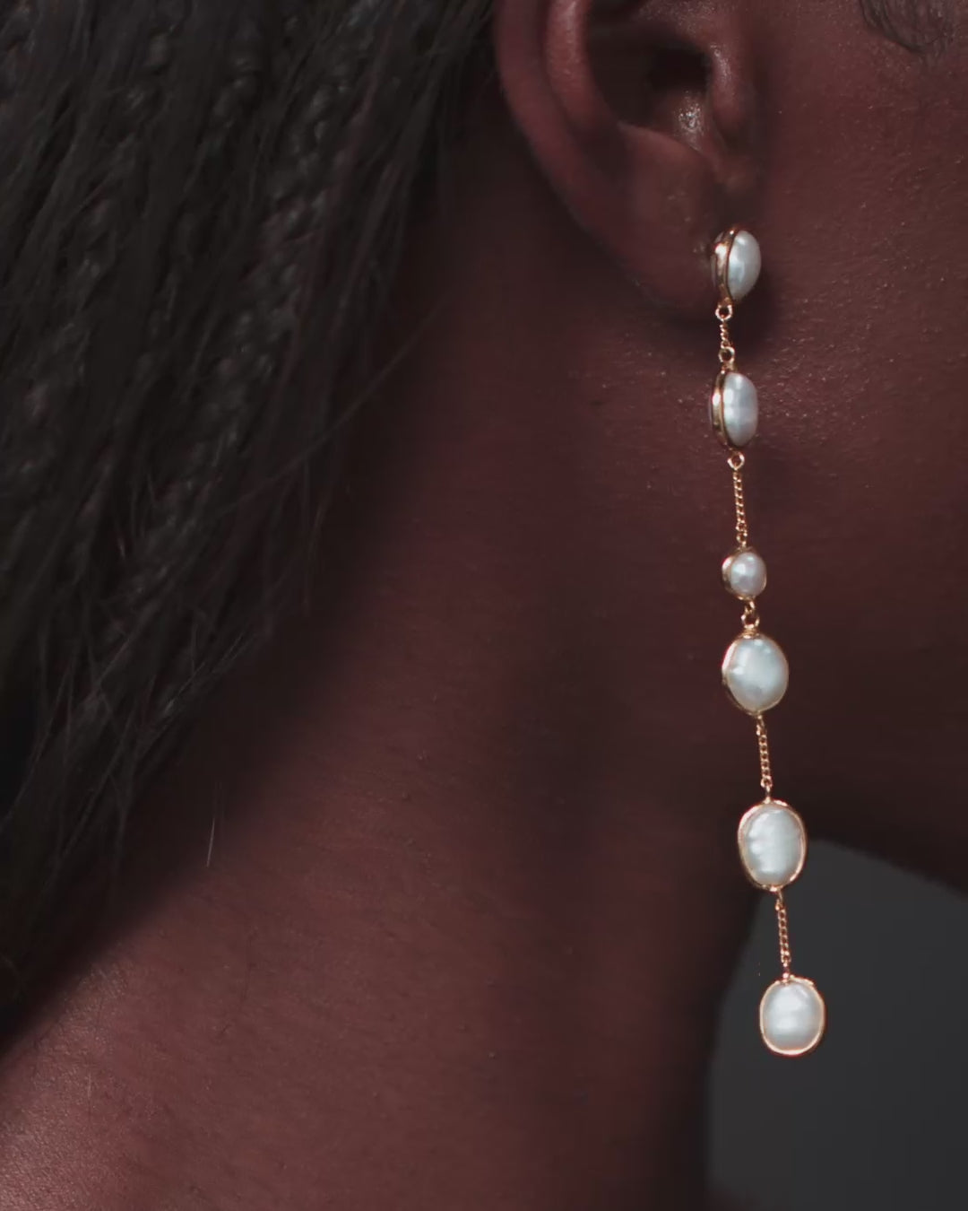 Molten Pearl Linear Statement Earrings