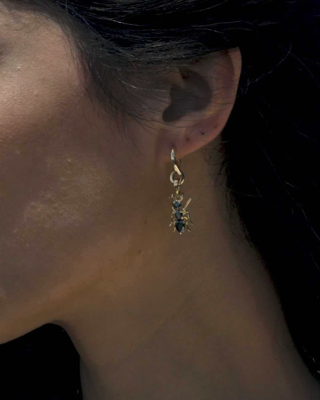 Hematite Ant Charm Earrings