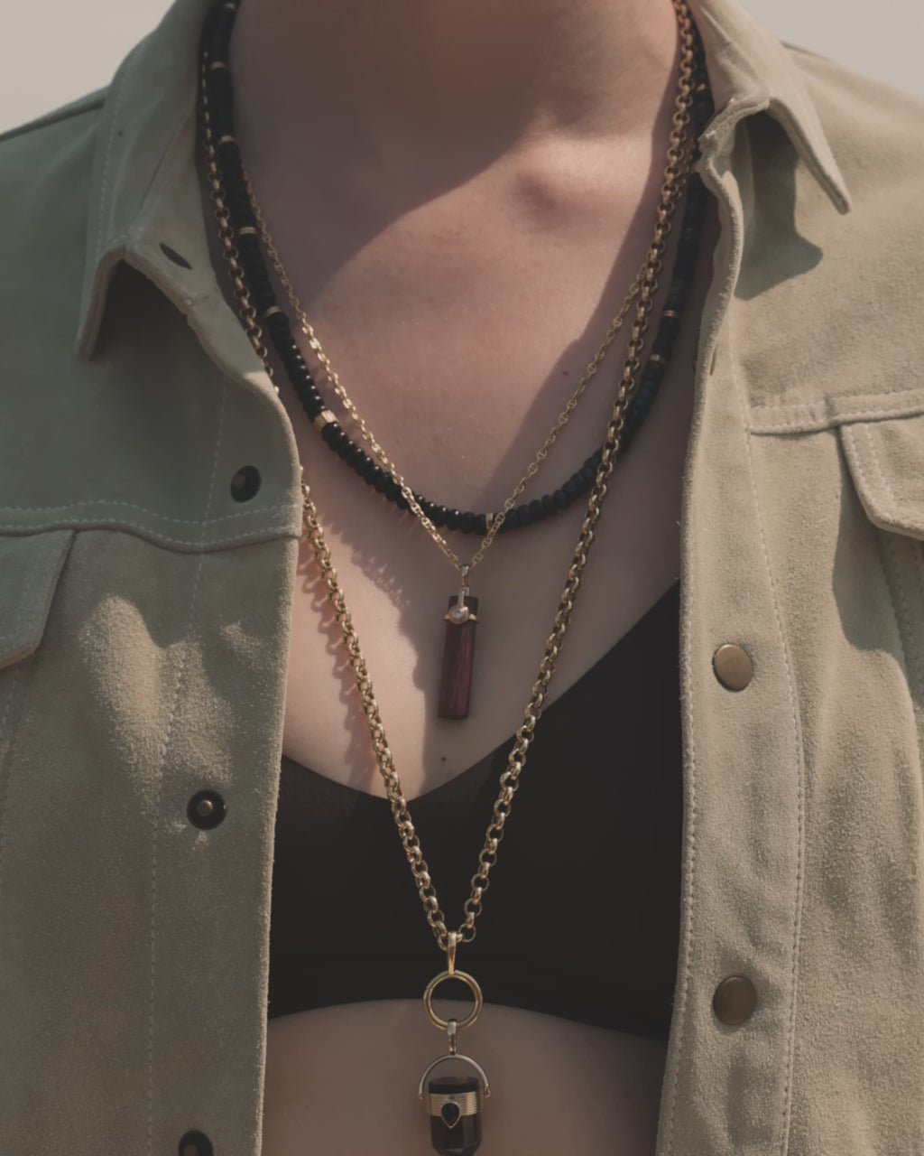 Black Opal Meditation Necklace