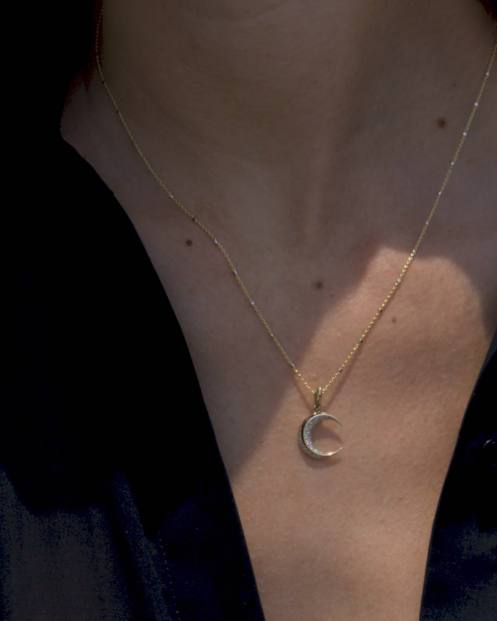 Diamond Twisted Moon Necklace