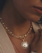 Sun & Moon Mother of Pearl Amulet