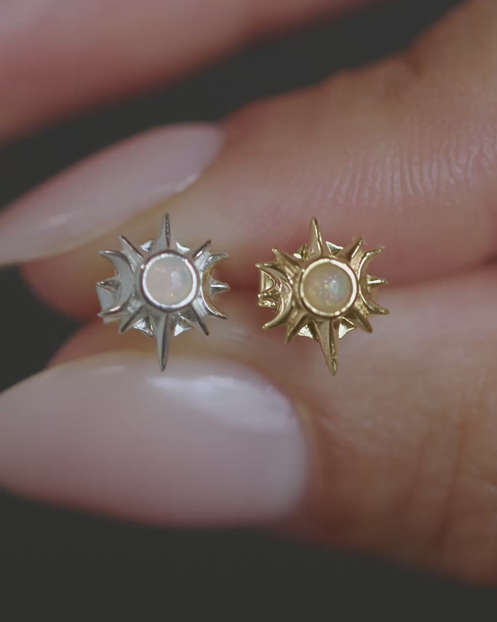 Opal Triple Moon Studs