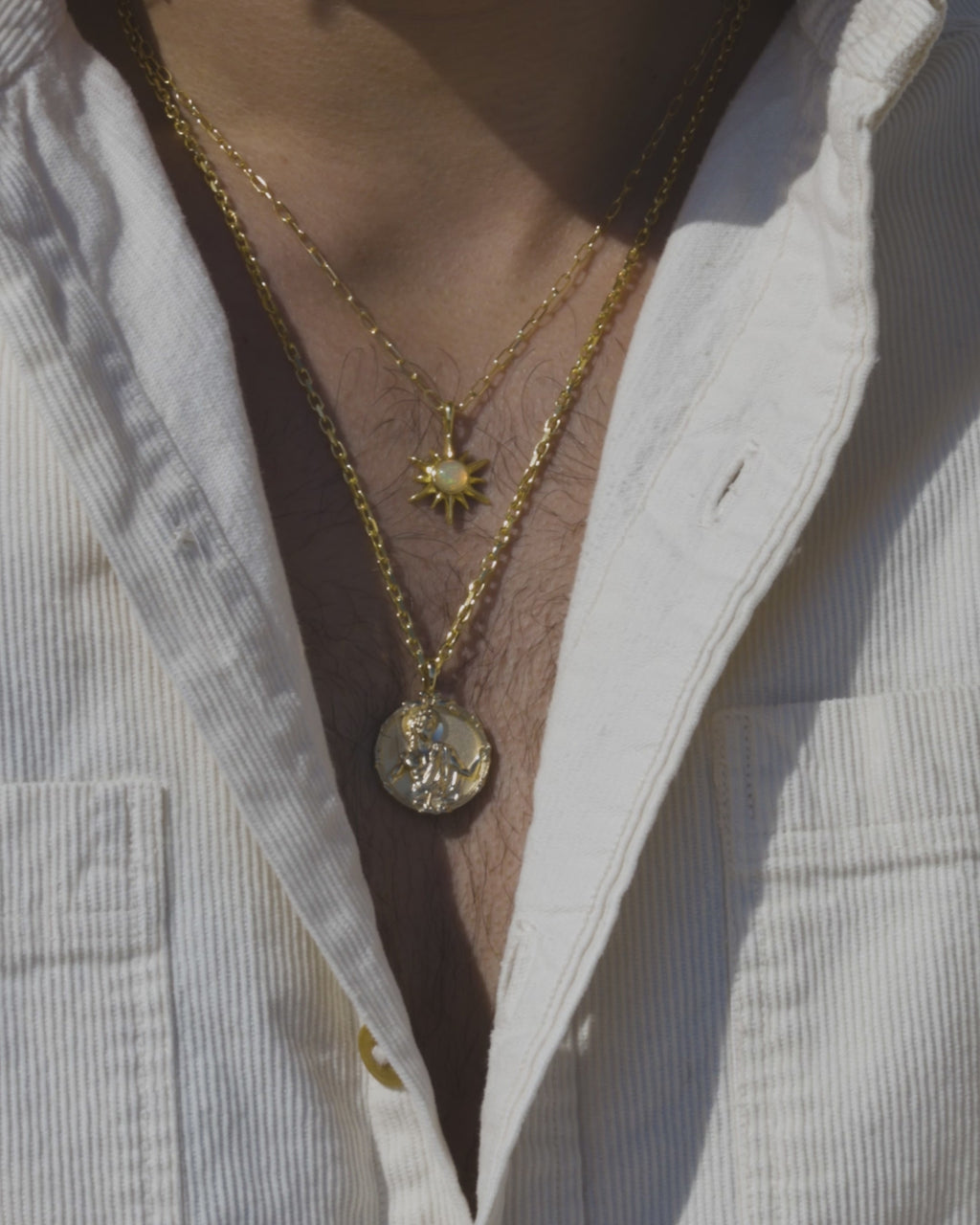 Men's Apollo and Opal Sun Necklace Set