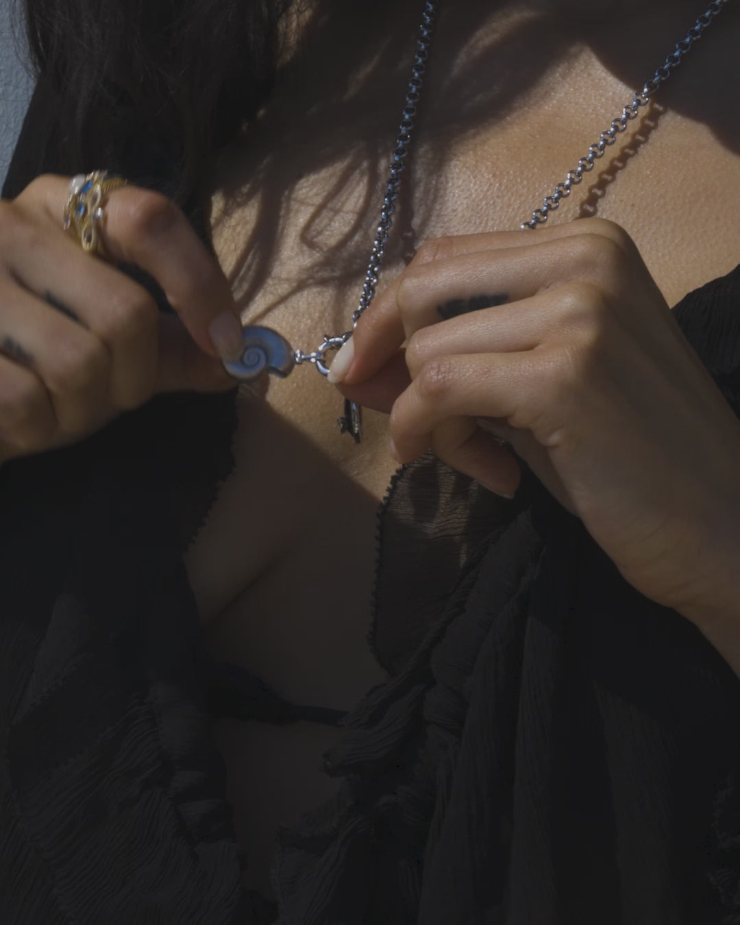 Long Triple Charm Collector Necklace