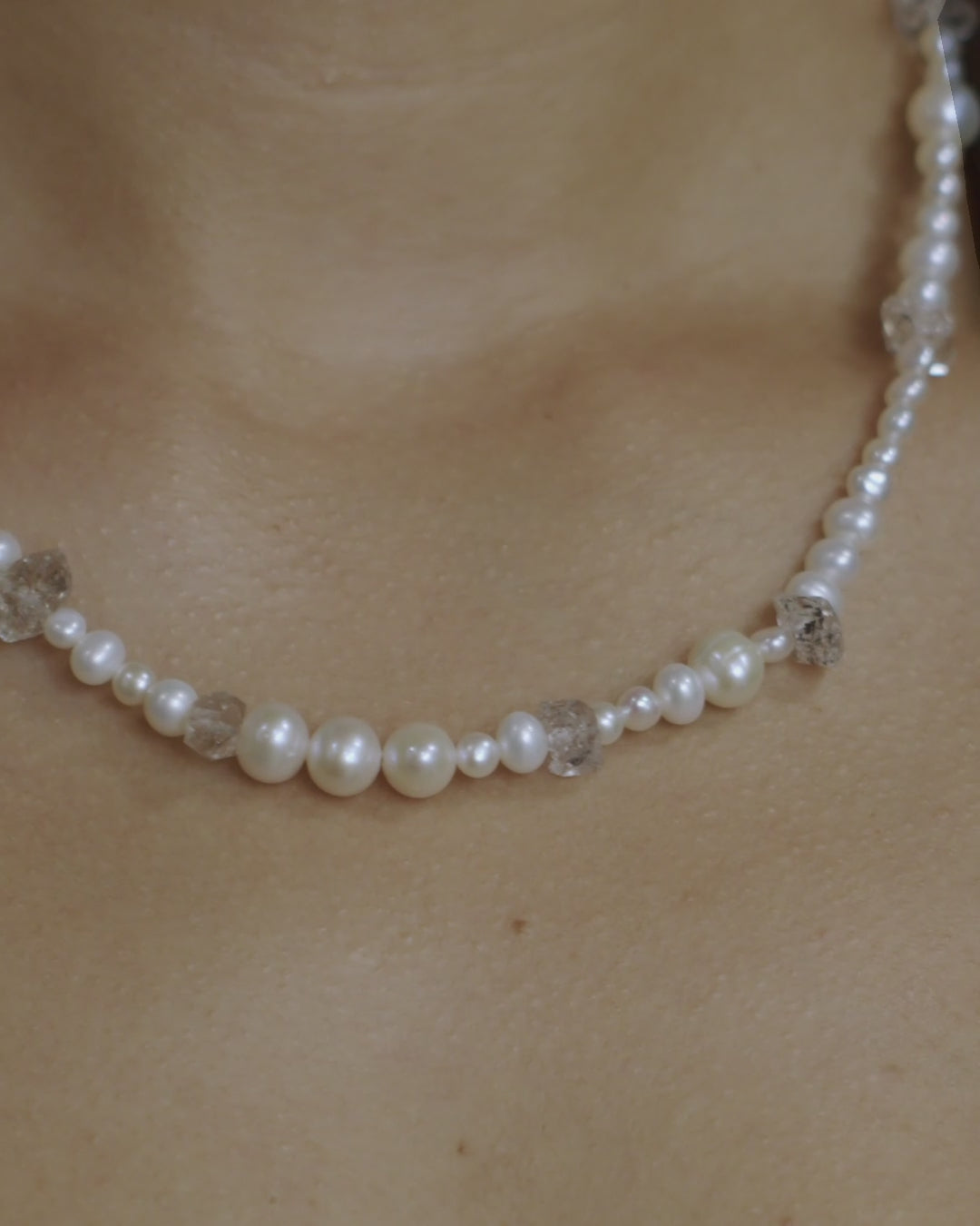 Pearl & Raw Crystal Necklace