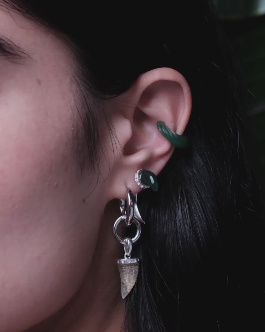 Carved Gemstone Ear Cuff