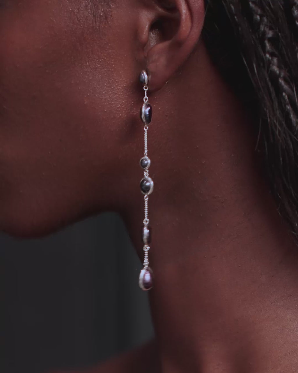 Molten Pearl Linear Statement Earrings