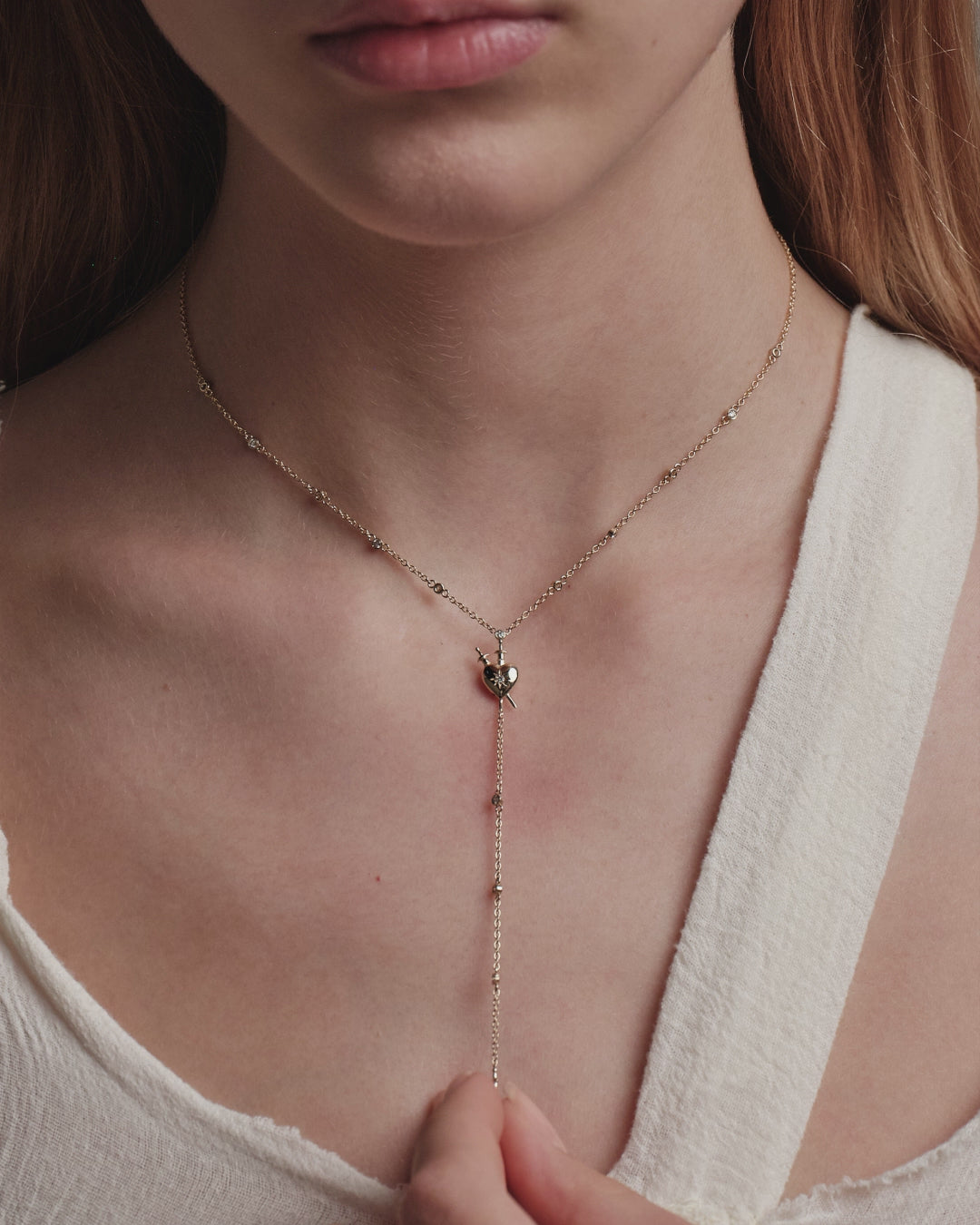 Diamond Sacred Heart Lariat