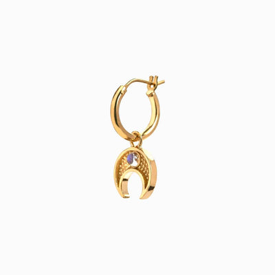 Awe Inspired Earrings Single / 14K Yellow Gold Vermeil Lunula Huggie Earrings