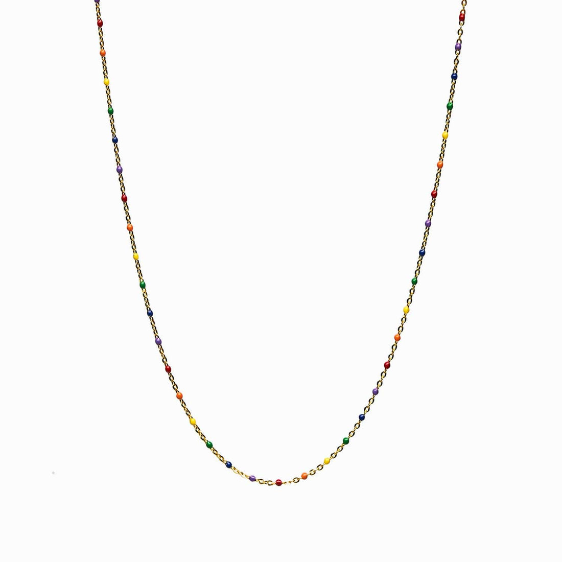 Awe Inspired Necklaces 14K Yellow Gold Vermeil / 14"-18" Rainbow Beaded Enamel Necklace