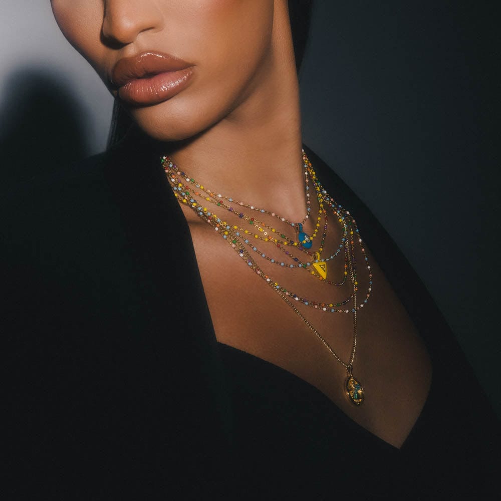 Awe Inspired Necklaces Rainbow Beaded Enamel Necklace